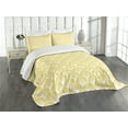 thumbnail image 1 of Ambesonne Yellow and White Quilted Bedspread Set 2 Pcs, Round Floral Motif, Twin Size, Earth Yellow White, 1 of 5