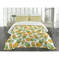 thumbnail image 1 of Ambesonne Yellow and White Quilted Bedspread Set 3 Pcs, Ripe Pineapple, Queen Size, Earth Yellow Green White, 1 of 3