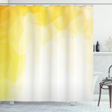 Ambesonne Yellow and White Shower Curtain, Fractal Mosaic, 69"Wx84"L, Yellow White