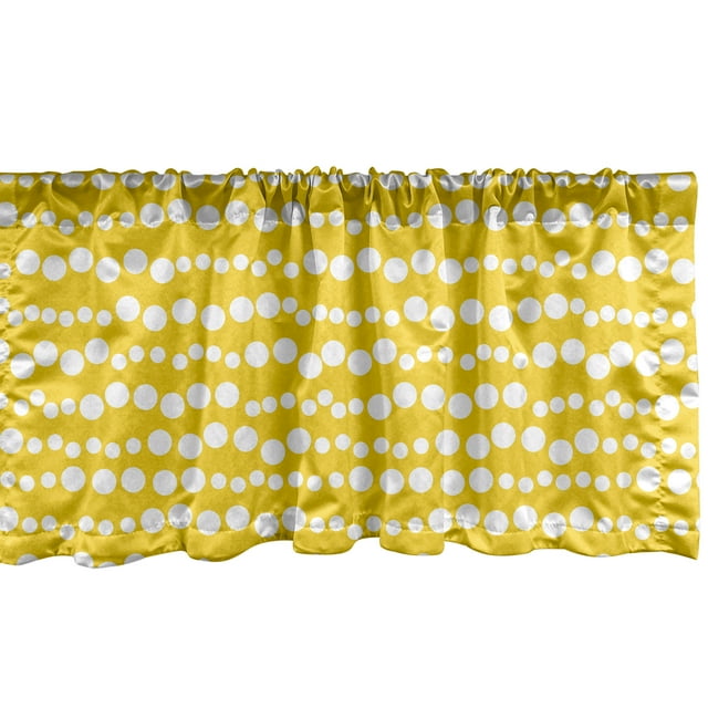 Ambesonne Yellow and White Window Valance, Doodle Circles, 54" X 12", Earth Yellow and White