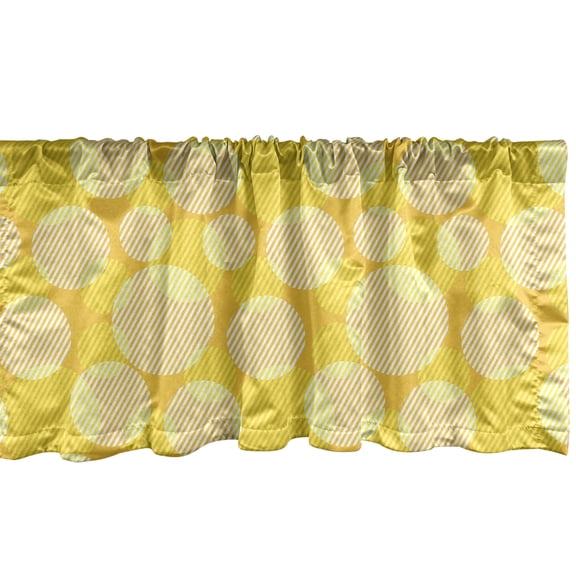 Ambesonne Yellow and White Window Valance, Geometric Striped, 54" X 12", Yellow and White
