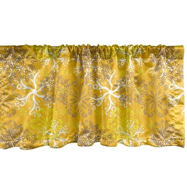 Ambesonne Yellow and White Window Valance, Ornate Design, 54" X 18", Marigold Yellow Tan