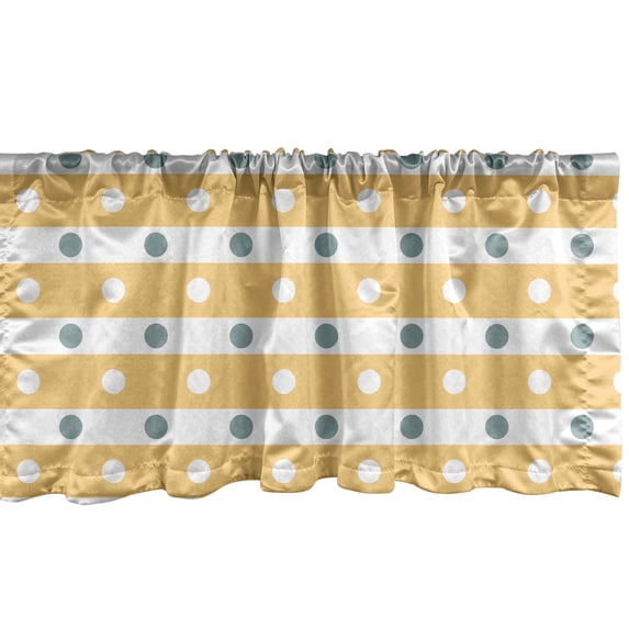 Ambesonne Yellow and White Window Valance, Stripes Dots, 54" X 12", Almond Green Apricot