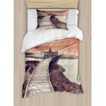 thumbnail image 1 of Ambesonne Yellowstone Duvet Cover Sets, Pathway Deck Park, 2-Twin, Orange, 1 of 3
