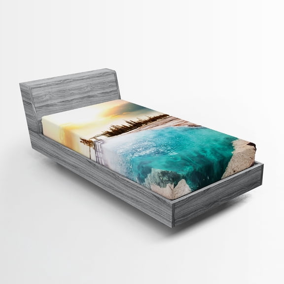 Ambesonne Yellowstone Fitted Sheet, Park Earth, Twin XL Size, Turquoise