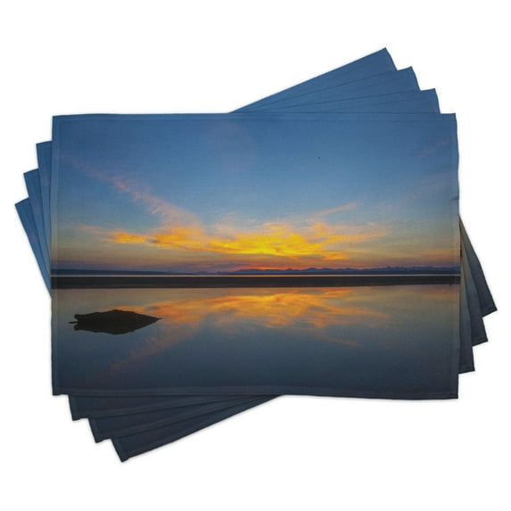 Ambesonne Yellowstone Place Mats Set of 4, National Park Sun, Standard Size, Yellow Blue