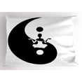 thumbnail image 1 of Ambesonne Yin Yang Pillow Sham, Silhouette Lotus Pose, 36" X 20", Black and White, 1 of 2