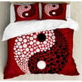 thumbnail image 1 of Ambesonne Ying Yang Duvet Cover Set, Abstract Cosmos Sign, Queen, Red, 1 of 3