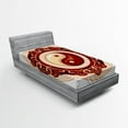thumbnail image 1 of Ambesonne Ying Yang Fitted Sheet, Traditional Cultural, Twin Size, Maroon Cream White, 1 of 2