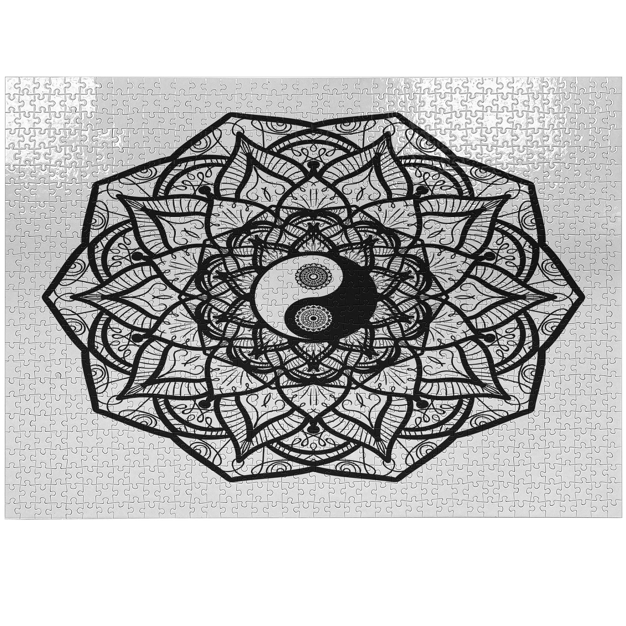 Ying Yang Throw Almohada Cojín Cubierta Por Ambesonne, Yin Yang Caracteres Asiática Para La Circulación Y La Armonía Macro Cosmos Mandala Pattern, Decorative Accent Funda De Almohada Cuadrados, Color Blanco Y