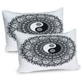 thumbnail image 1 of Ambesonne Ying Yang Pillow Sham 2 Pack, Bohemian Mendi Art, 30"x20", Charcoal Grey White, 1 of 3