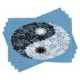 thumbnail image 1 of Ambesonne Ying Yang Place Mats Set of 4, Tao Sign Floral, Standard Size, Blue Black Grey, 1 of 6