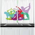 thumbnail image 1 of Ambesonne Yoga Kitchen Curtains, Poses Female Silhouettes, 55"x39", Multicolor, 1 of 2