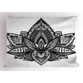 thumbnail image 1 of Ambesonne Yoga Pillow Sham, Lotus Flower Tattoo Art, 26" X 20", Black and Grey, 1 of 2
