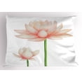 thumbnail image 1 of Ambesonne Yoga Pillow Sham, Pastel Blooming Lotus, 26" X 20", Peach Green and White, 1 of 2