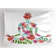 thumbnail image 1 of Ambesonne Yoga Pillow Sham, Silhouette with Flowers, 36" X 20", Multicolor, 1 of 2