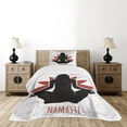 thumbnail image 1 of Ambesonne Yoga Quilted Bedspread Set 2 Pcs, Lotus Woman Flower Grunge, Twin Size, Orange Black White, 1 of 6