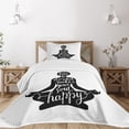 thumbnail image 1 of Ambesonne Yoga Quilted Bedspread Set 2 Pcs, Silhouette with Writing, Twin Size, Black and White, 1 of 5