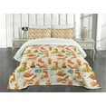 thumbnail image 1 of Ambesonne Yoga Quilted Bedspread Set 3 Pcs, Stretching Fox East, Queen Size, Multicolor, 1 of 3