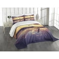 thumbnail image 1 of Ambesonne Yoga Quilted Bedspread Set 3 Pcs, Woman on Beach Dramatic, Queen Size, Yellow Blue Dark Brown, 1 of 5