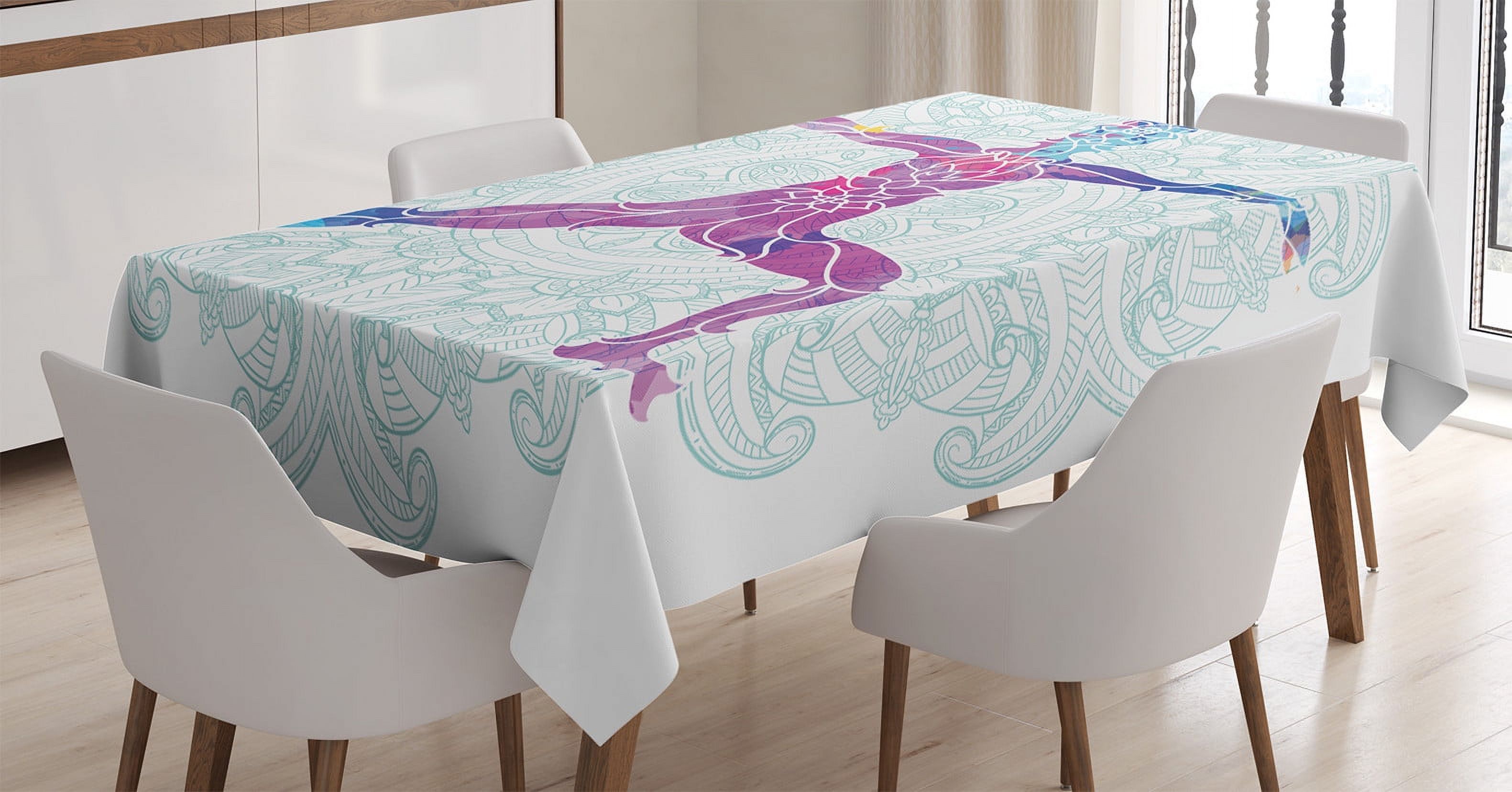 Ambesonne Yoga Tablecloth Rectangular Table Cover, Mandala Boho, 52"x70