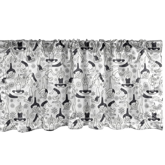 Ambesonne Yoga Window Valance, Monochrome, 42" x 18", Black White