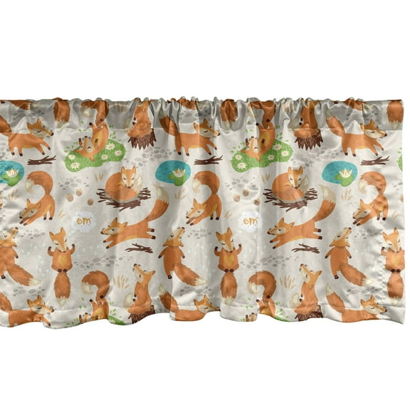 Ambesonne Yoga Window Valance, Stretching Fox East, 54" X 12", Multicolor