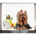 thumbnail image 1 of Ambesonne Yorkie Curtains 2 Panel Set, Hairstyle Puppy, 108" x 96", Dark Brown Multicolor, 1 of 3