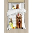 thumbnail image 1 of Ambesonne Yorkie Duvet Cover Sets, Hairstyle Puppy, 2-Twin, Dark Brown Multicolor, 1 of 3
