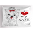 thumbnail image 1 of Ambesonne Yorkie Pillow Sham, I Love My Yorkie Terrier, 36" X 20", Black White Red, 1 of 2