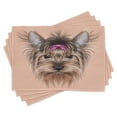 thumbnail image 1 of Ambesonne Yorkie Place Mats Set of 4, Realistic Animal, Standard Size, Salmon Pale Brown, 1 of 6
