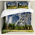 thumbnail image 1 of Ambesonne Yosemite Duvet Cover Set, North Dome Valley Park, 2-Calking, Green Charcoal, 1 of 7