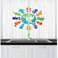 thumbnail image 1 of Ambesonne Youth Kitchen Curtains, Pigeon Planet, 55"x39", Multicolor, 1 of 2