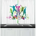 thumbnail image 1 of Ambesonne Youth Kitchen Curtains, Teen Dance Floral Vivid, 55"x39", Multicolor, 1 of 2
