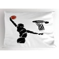 thumbnail image 1 of Ambesonne Youth Pillow Sham, Basketball Player Art, 36" X 20", Cinnamon Black White, 1 of 2