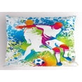 thumbnail image 1 of Ambesonne Youth Pillow Sham, Football Players Colorful, 26" X 20", Multicolor, 1 of 2