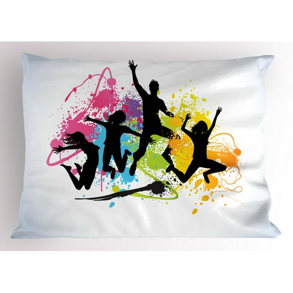 Ambesonne Youth Pillow Sham, Jumping Teens Activity Theme, 26" X 20", Multicolor