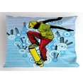 thumbnail image 1 of Ambesonne Youth Pillow Sham, Teenager on Skateboard, 26" X 20", Multicolor, 1 of 2
