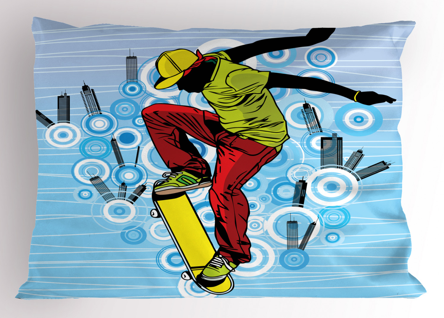Ambesonne Youth Pillow Sham, Teenager on Skateboard, 36" X 20", Multicolor - image 1 of 2