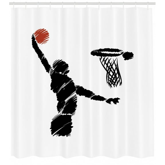 Ambesonne Youth Shower Curtain, Basketball Player Art, 69"Wx75"L, Cinnamon Black White