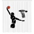 thumbnail image 1 of Ambesonne Youth Shower Curtain, Basketball Player Art, 69"Wx84"L, Cinnamon Black White, 1 of 3