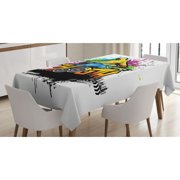 Ambesonne Youth Tablecloth Rectangular Table Cover, Young Man Hip Hop Culture, 60"x90", Multicolor