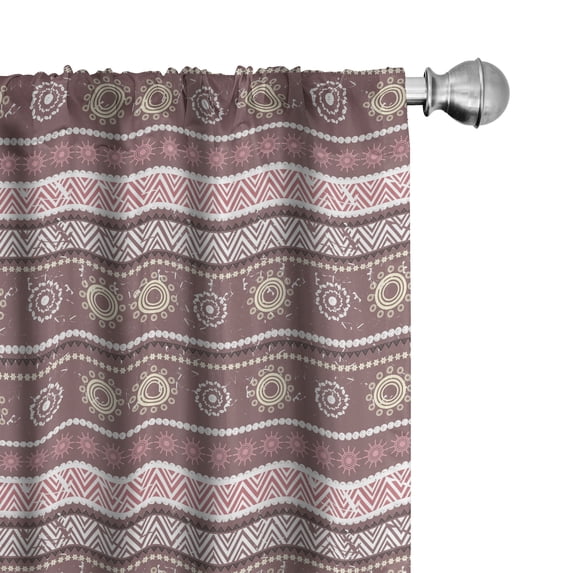 Ambesonne Zambia 4-Panel Curtains, Antique Traditional Boho, 56"x84", Dried Rose Yellow