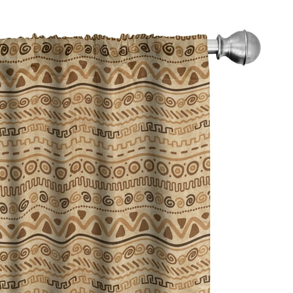 Ambesonne Zambia Curtains, Ethnic Hieroglyph Motifs, Pair of 28"x63", Sand Brown Caramel
