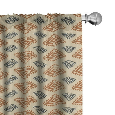 Ambesonne Zambia Curtains, Folk Retro Style, Pair of 28"x95", Sand Orange Dark Blue