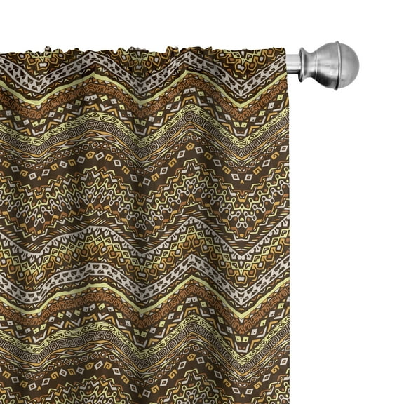 Ambesonne Zambia Curtains, Style Tribal, Pair of 28"x63", Pale Caramel Yellow