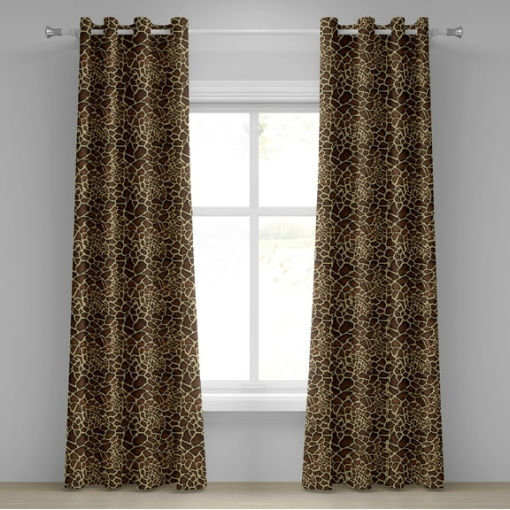 Ambesonne Zambia Grommet Curtain, Giraffe Skin Pattern, 50" x 84", Redwood Pale Yellow