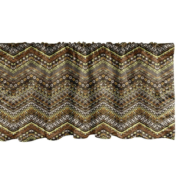 Ambesonne Zambia Window Valance, Style Chevron Pattern Ornament Design, Curtain Valance for Kitchen Bedroom Decor with Rod Pocket, 54" X 12", Pale Caramel Yellow