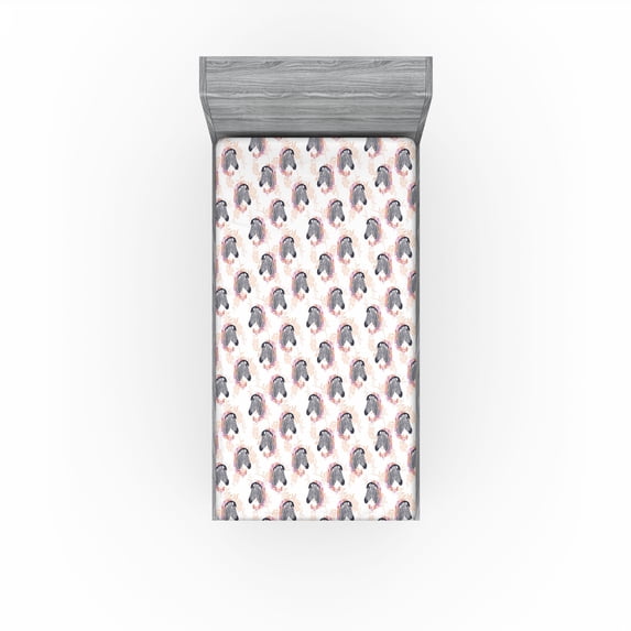 Ambesonne Zebra Print Fitted Sheet, Exotic Animals Pattern, Twin Size, Peach Dark Grey White