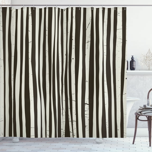 Ambesonne Zebra Print Shower Curtain, Tribal Grunge Stripes, 69"Wx70"L, Eggshell Dark Olive Green